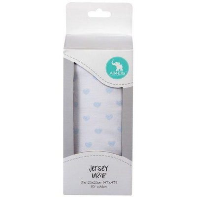 All4Ella Jersey Baby Swaddle Wrap - Blue Hearts - Swaddle - All4Ella - Afterpay - Zippay Carry Them Close