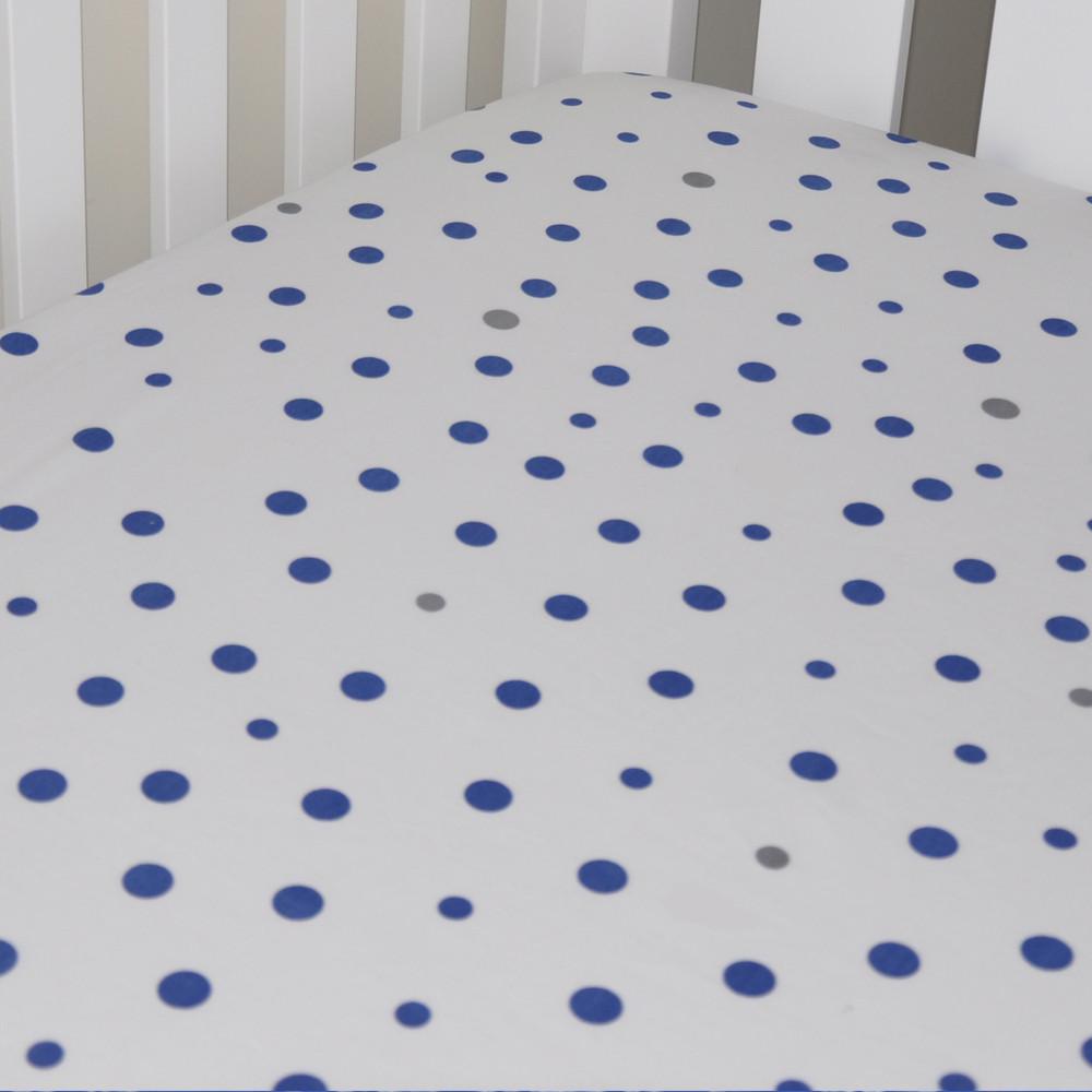 Little Turtle Baby - Fitted Cot Sheet - Navy & Grey Spots