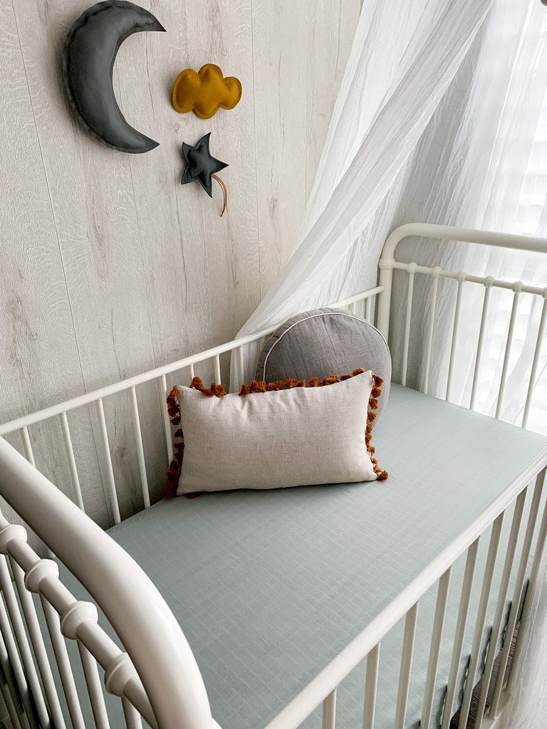 Pop Ya Tot - Cotton Muslin Cot Sheet - Icy Steel