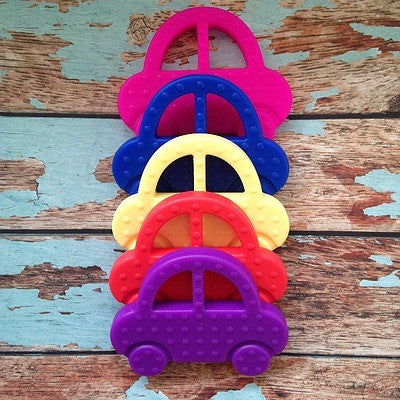 Silicone Teething Car - Pink - Teething Toy - Nature Bubz - Afterpay - Zippay Carry Them Close