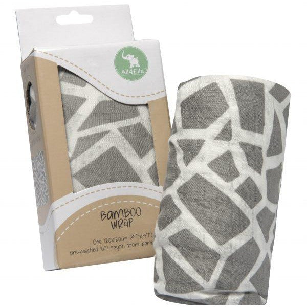 All4Ella Bamboo Baby Swaddle Wrap - Geometric Grey - Swaddle - All4Ella - Afterpay - Zippay Carry Them Close
