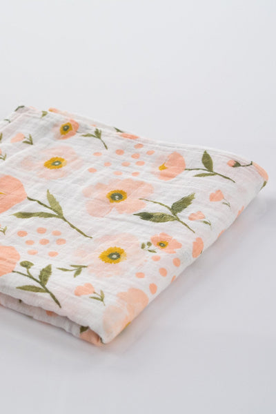 Clementine Kids - Cotton Muslin Baby Swaddle - Blush Bloom