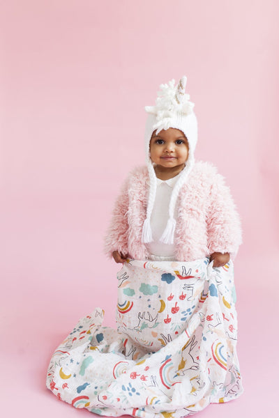 Clementine Kids - Cotton Muslin Baby Swaddle - Unicorn Land