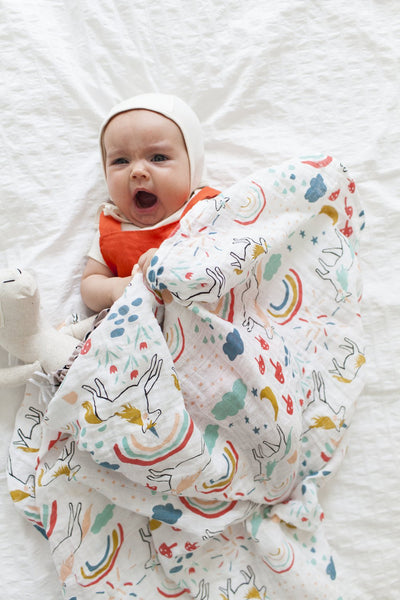 Clementine Kids - Cotton Muslin Baby Swaddle - Unicorn Land