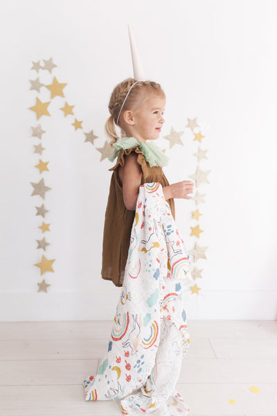 Clementine Kids - Cotton Muslin Baby Swaddle - Unicorn Land