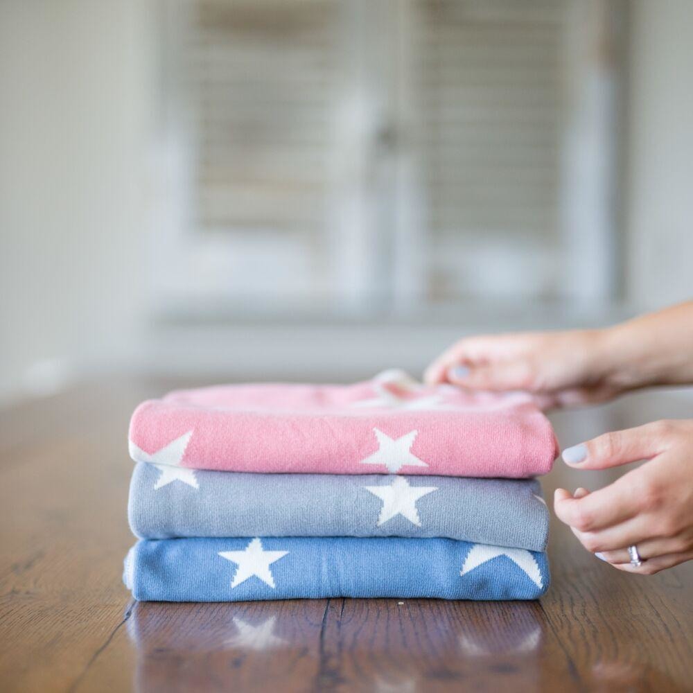 Weegoamigo - Cotton Knitted Blanket - Stellar Pale Blue - Baby Blankets - Weegoamigo - Afterpay - Zippay Carry Them Close
