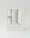 Little Unicorn - Cotton Muslin Baby Swaddle (Set 3) - Garden Rose