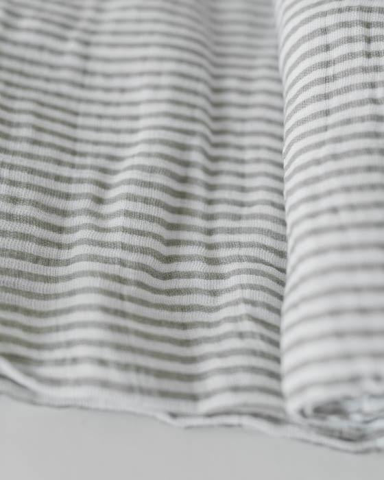 Little Unicorn - Cotton Muslin Baby Swaddle - Grey Stripe