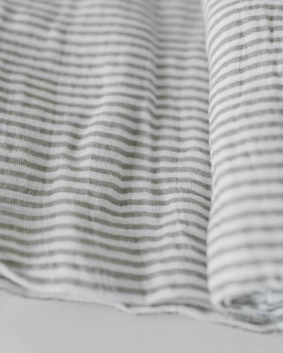 Little Unicorn - Cotton Muslin Baby Swaddle - Grey Stripe