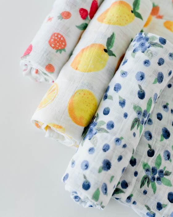 Little Unicorn - Cotton Muslin Baby Swaddle (Set 3) - Berry Lemonade