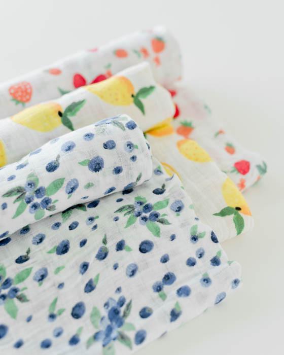 Little Unicorn - Cotton Muslin Baby Swaddle (Set 3) - Berry Lemonade