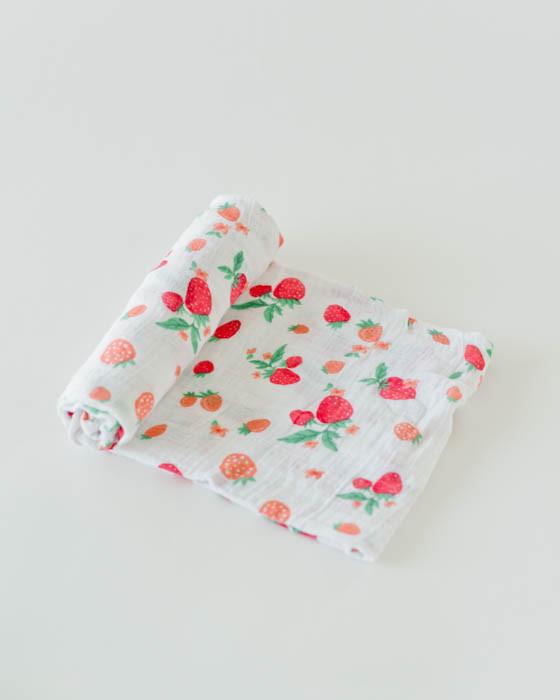 Little Unicorn - Cotton Muslin Baby Swaddle - Strawberry