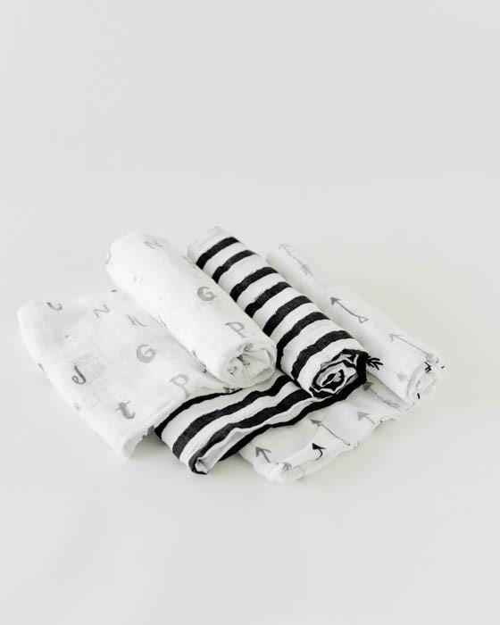 Little Unicorn - Cotton Muslin Baby Swaddle (Set 3) - Black & White