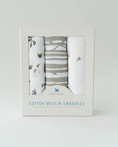 Little Unicorn - Cotton Muslin Baby Swaddle (Set 3) - Forest Friends