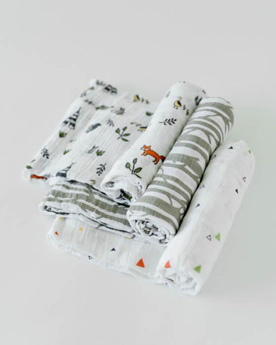 Little Unicorn - Cotton Muslin Baby Swaddle (Set 3) - Forest Friends