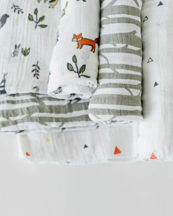 Little Unicorn - Cotton Muslin Baby Swaddle (Set 3) - Forest Friends