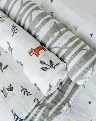 Little Unicorn - Cotton Muslin Baby Swaddle (Set 3) - Forest Friends