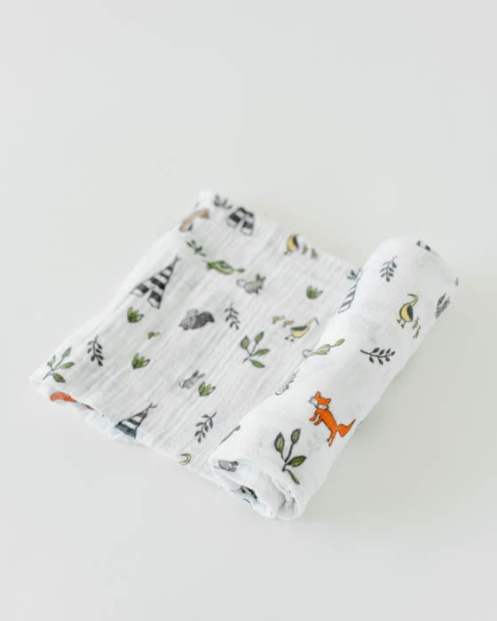Little Unicorn - Cotton Muslin Baby Swaddle - Forest Friends