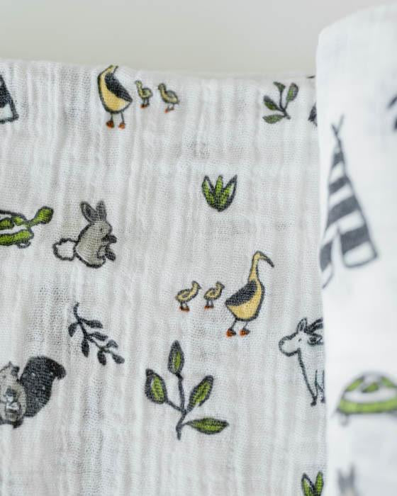 Little Unicorn - Cotton Muslin Baby Swaddle - Forest Friends