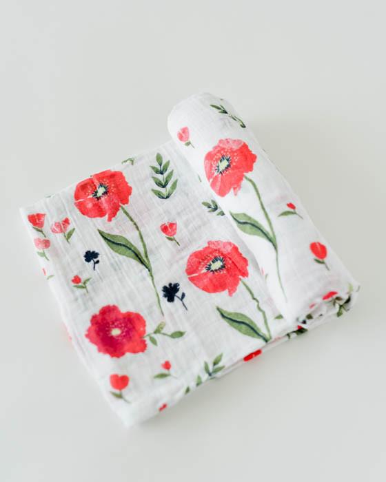 Little Unicorn - Cotton Muslin Baby Swaddle - Summer Poppy