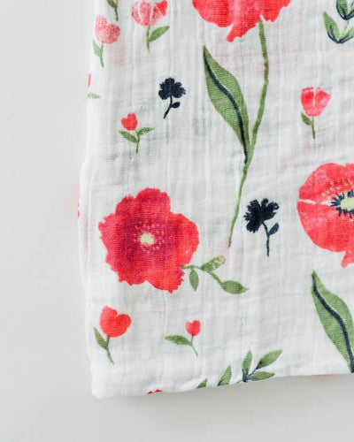 Little Unicorn - Cotton Muslin Baby Swaddle - Summer Poppy