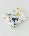 Little Unicorn - Cotton Muslin Baby Swaddle - Dino Friends