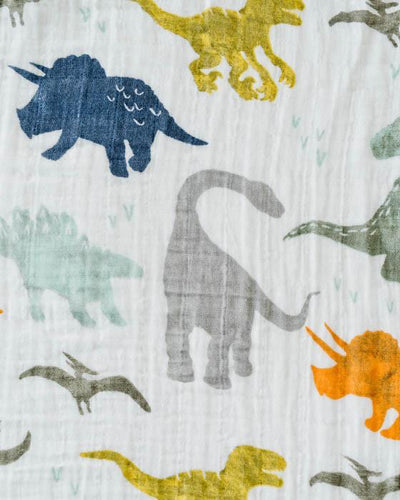Little Unicorn - Cotton Muslin Baby Swaddle - Dino Friends