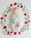 Little Unicorn - Photo Blanket Swaddle & Milestone Set - Summer Poppy