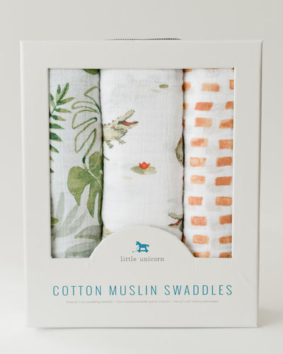 Little Unicorn - Cotton Muslin Baby Swaddle (Set 3) - Gators