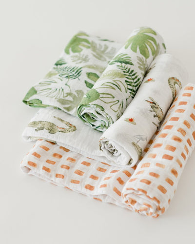 Little Unicorn - Cotton Muslin Baby Swaddle (Set 3) - Gators