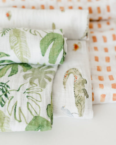 Little Unicorn - Cotton Muslin Baby Swaddle (Set 3) - Gators