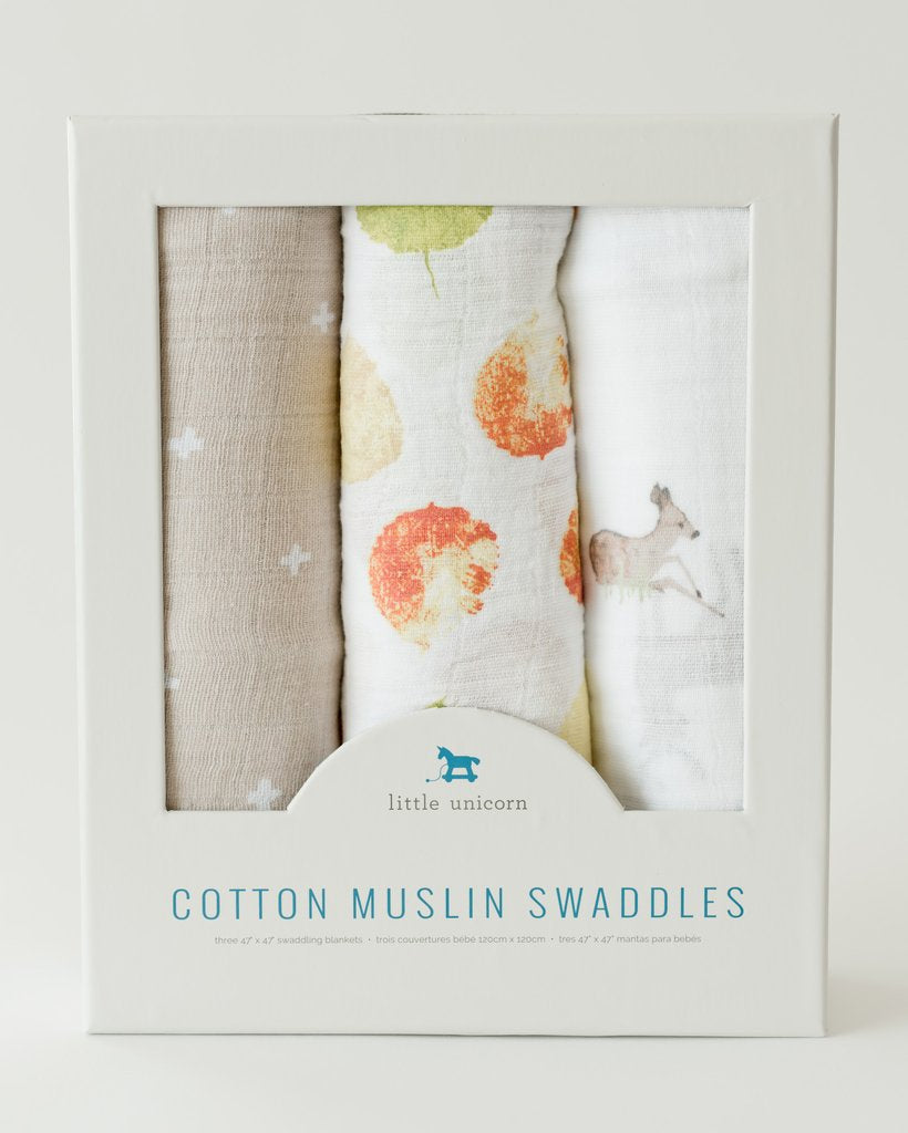 Little Unicorn - Cotton Muslin Baby Swaddle (Set 3) - Oh Deer