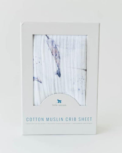 Little Unicorn - Cotton Muslin Cot Sheet - Narwhal