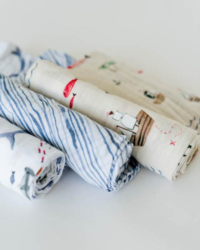 Little Unicorn - Cotton Muslin Baby Swaddle (Set 3) - Shark