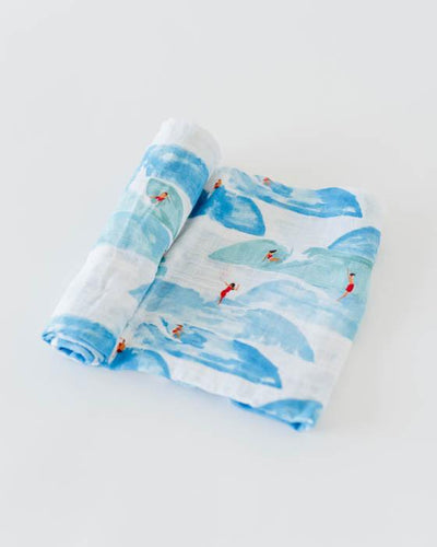Little Unicorn - Cotton Muslin Baby Swaddle - Surf