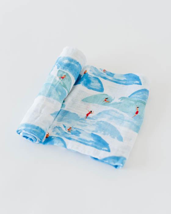 Little Unicorn - Cotton Muslin Baby Swaddle - Surf