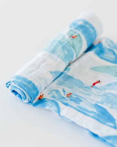 Little Unicorn - Cotton Muslin Baby Swaddle - Surf