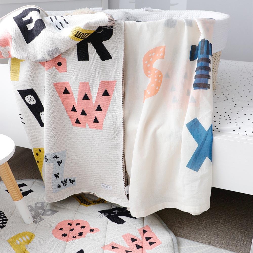 Di Lusso Living - Muslin Baby Swaddle Wrap - ABCD