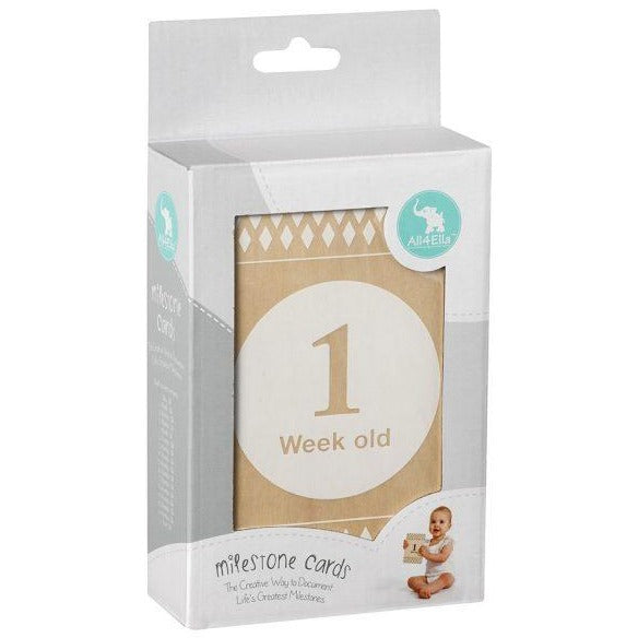 All4Ella Milestone Cards - White (wood) - Gift - All4Ella - Afterpay - Zippay Carry Them Close