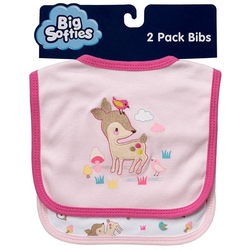 Bibs Woodland - Pink (2 Pk) - Clothing - Big Softies - Afterpay - Zippay Carry Them Close