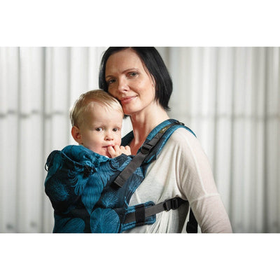 Lenny Lamb Ergonomic Carrier (BABY) - Feathers Turquoise & Black - Second Generation., , Baby Carrier, Lenny Lamb, Carry Them Close  - 4