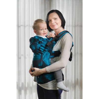 Lenny Lamb Ergonomic Carrier (BABY) - Feathers Turquoise & Black - Second Generation., , Baby Carrier, Lenny Lamb, Carry Them Close  - 3
