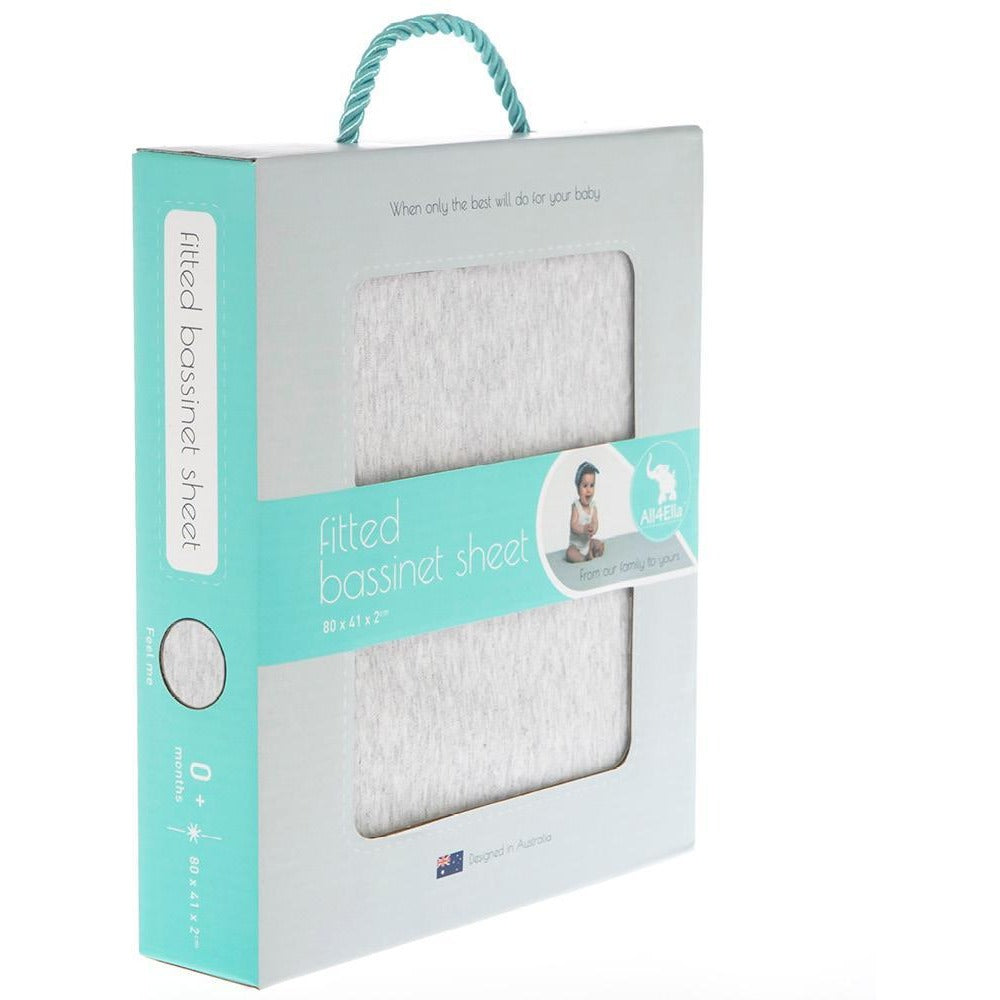 All4Ella - Fitted Jersey Bassinet Sheet - Marle Grey - Bedding - All4Ella - Afterpay - Zippay Carry Them Close
