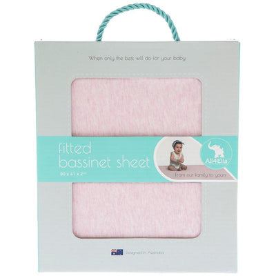All4Ella - Fitted Jersey Bassinet Sheet - Marle Pink - Bedding - All4Ella - Afterpay - Zippay Carry Them Close