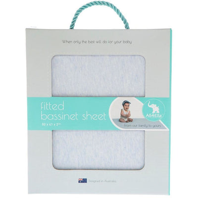 All4Ella - Fitted Jersey Bassinet Sheet - Marle Blue - Bedding - All4Ella - Afterpay - Zippay Carry Them Close