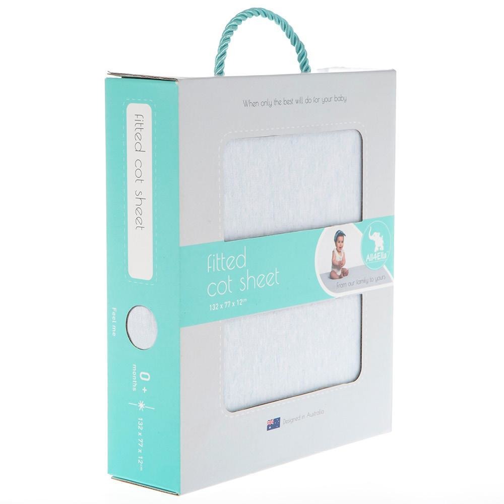 All4Ella - Fitted Jersey Cot Sheet - Marle Blue - Bedding - All4Ella - Afterpay - Zippay Carry Them Close