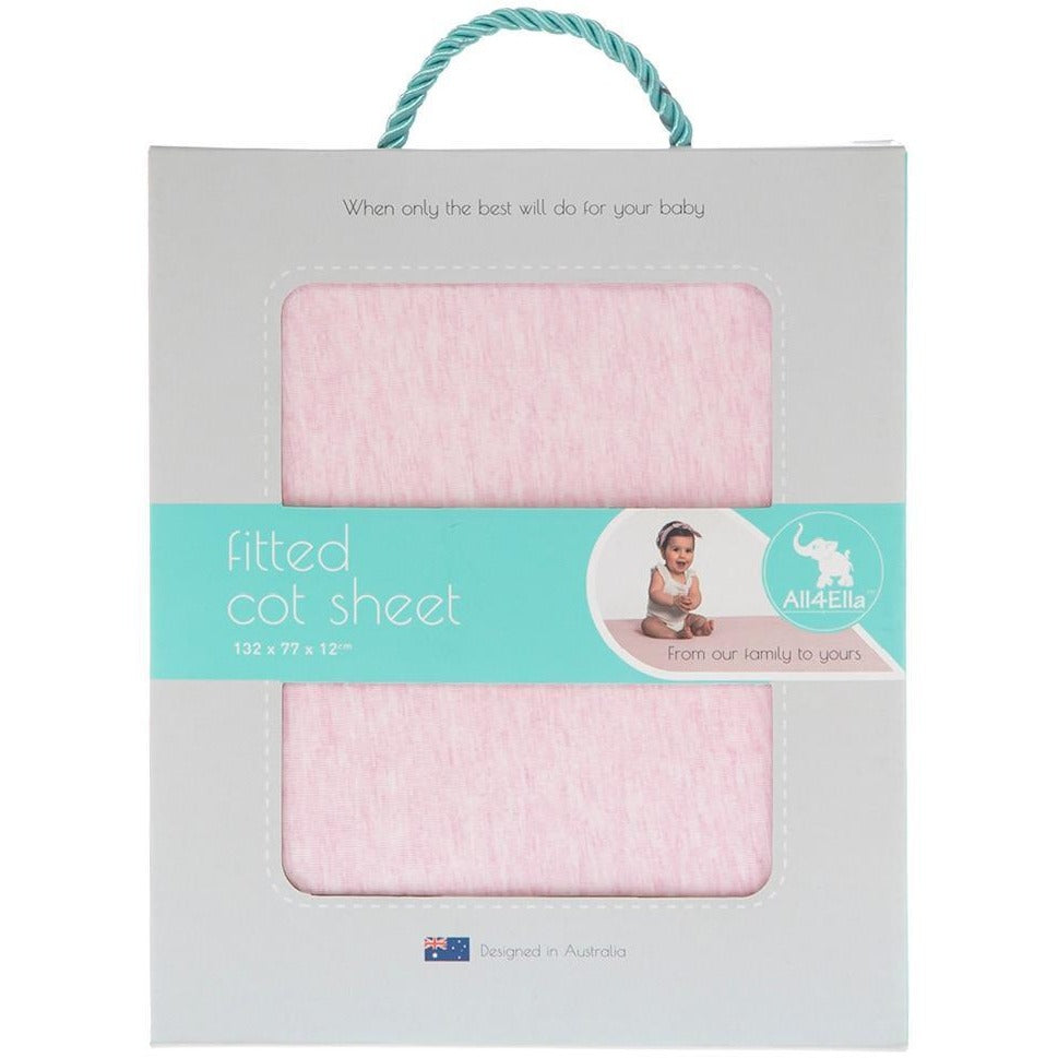 All4Ella - Fitted Jersey Cot Sheet - Marle Pink - Bedding - All4Ella - Afterpay - Zippay Carry Them Close