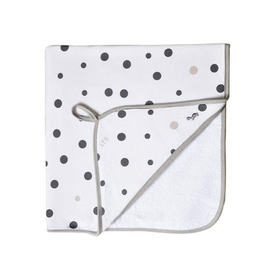 Little Turtle Baby - Hooded Towel - Beige & Grey Spots