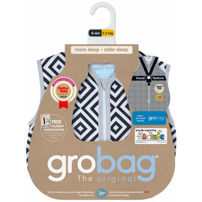 Grobag - Diamonds Black Travel 2.5 Tog - Baby Sleeping Bags - The Gro Company - Afterpay - Zippay Carry Them Close