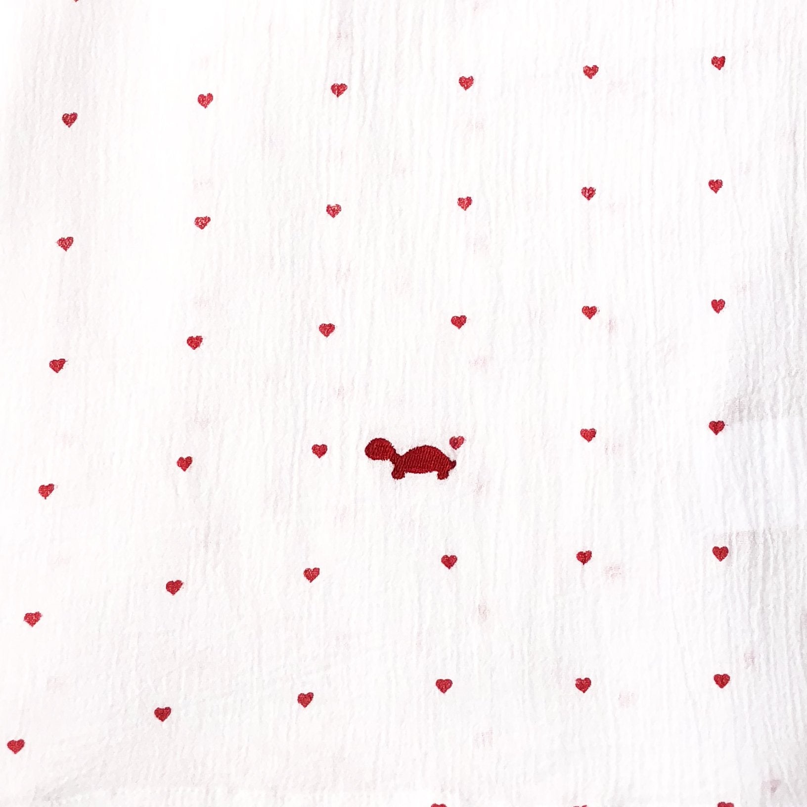 Little Turtle Baby - Stretch Muslin Swaddle - Red Hearts
